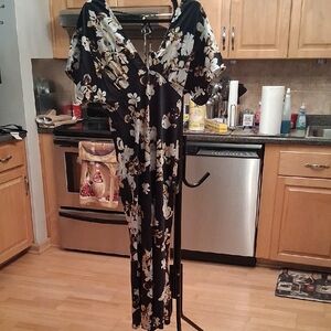 Together Black and Cream Floral Maxi Dress